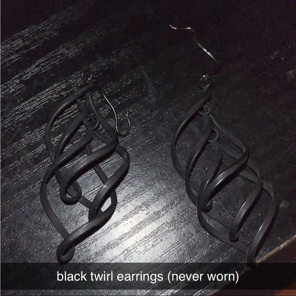 Black Twirl Earrings